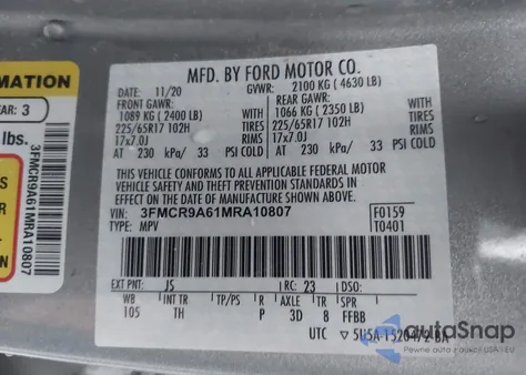 2021 Ford Bronco Sport from USA, damaged, VIN 3FMCR9A61MRA10807